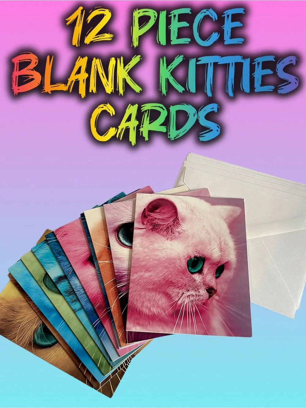 Blank Kitties Greeting Cards - Pink Cat Assortment (12) 4x5